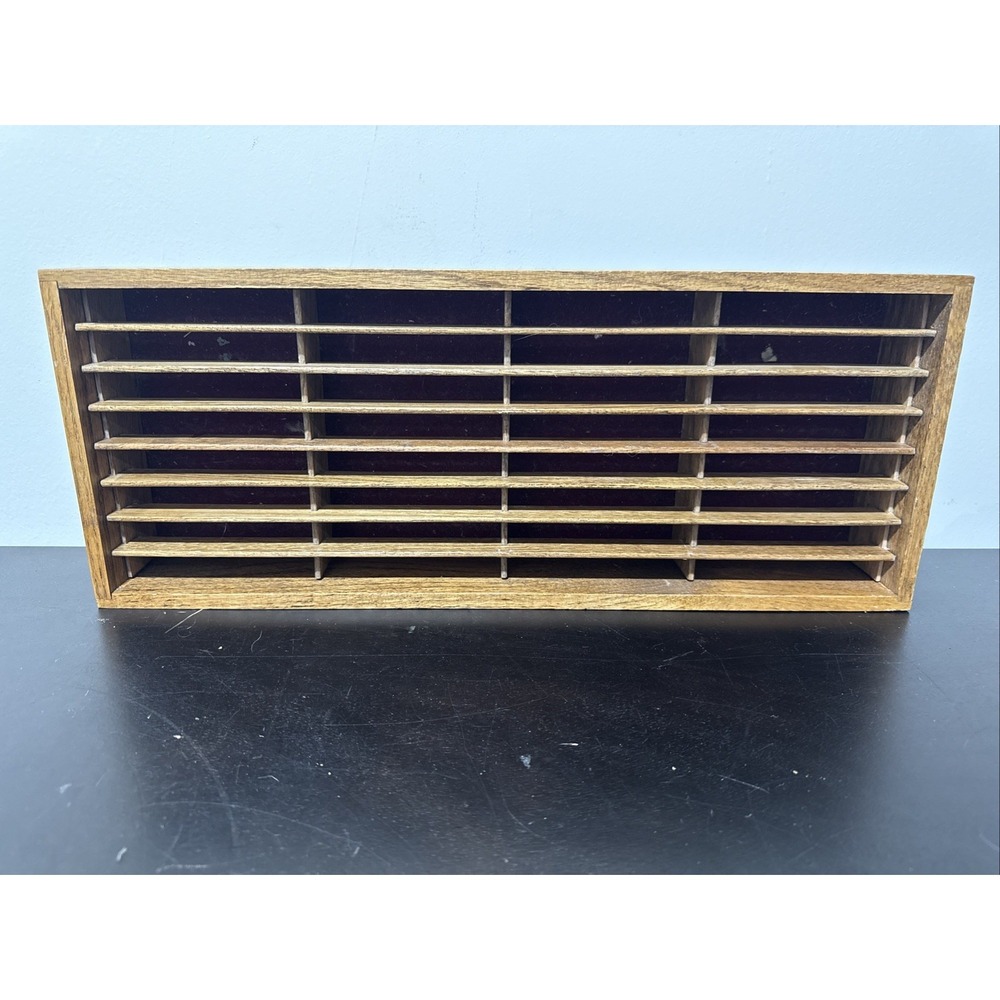 Vintage Jokari USA Box Company 32 Slot Cassette Tape Wooden Storage Rack